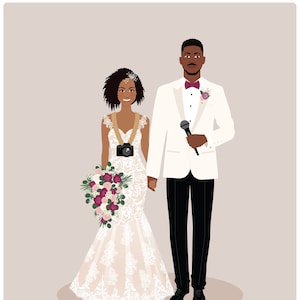 wedding portrait, first paper anniversary, handmade image 1