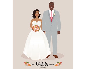 Wedding portrait, first anniversary, personalized wedding gift