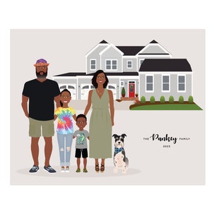 Family Portrait illustration, add a child