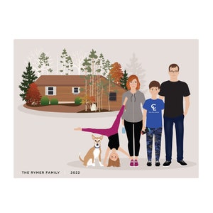 Custom Family and House Portrait, personalized family wall art image 1