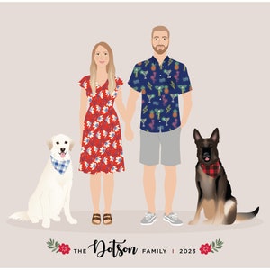 Custom family portrait illustration, family portrait with pet, pet gift image 6