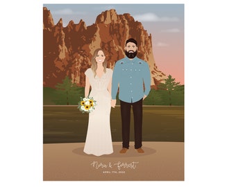 Wedding Portrait, gift for bride, paper anniversary