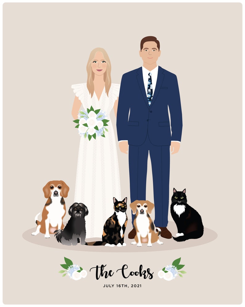 Custom wedding Portrait, 1st anniversary, paper gift image 8