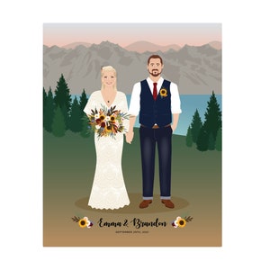 Custom wedding Portrait, 1st anniversary, paper gift