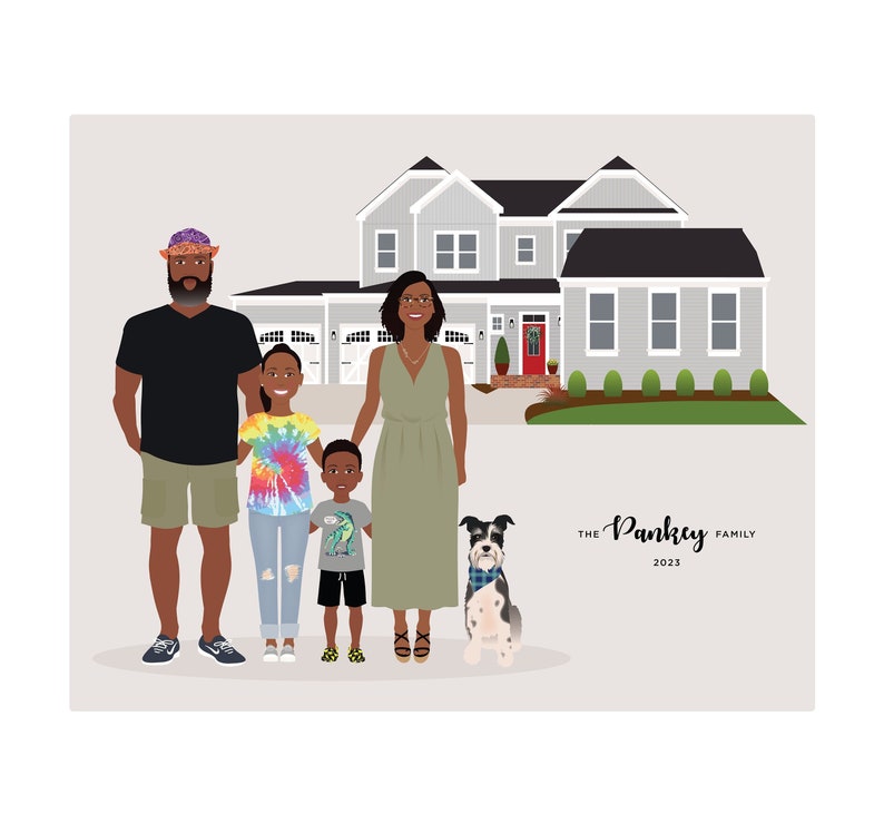 Family Portrait illustration, add a child image 1