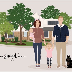 Custom Family Portrait, personalized family illustration, picture from photo imagem 5