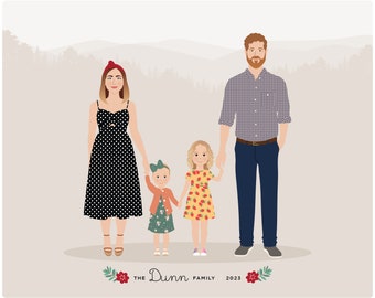 Custom Family Portrait, personalized family illustration