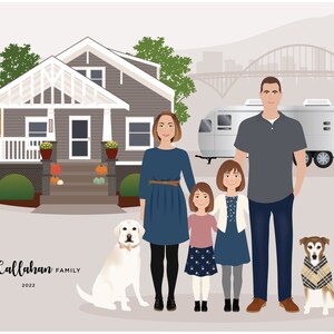 Custom Family Portrait, personalized family illustration, picture from photo imagem 9