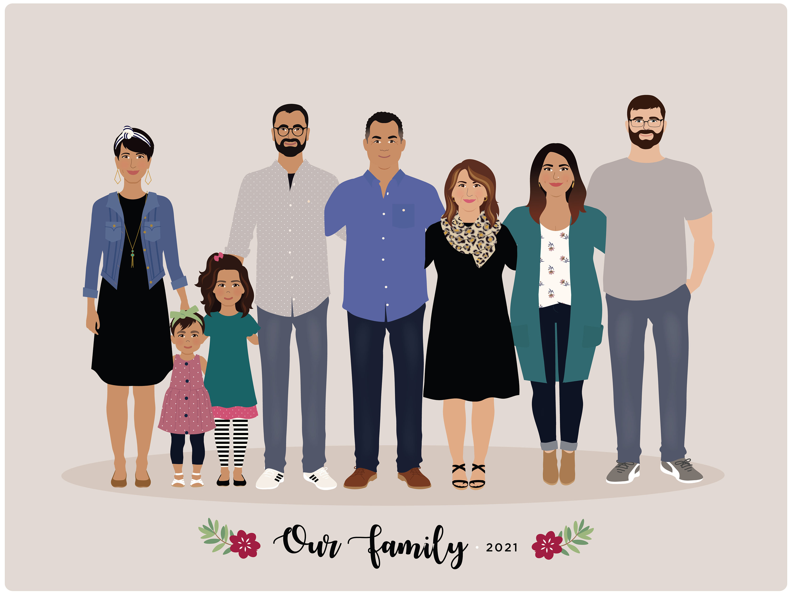 Custom family Portrait illustration | Etsy