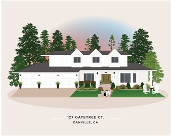 Drawing of house, home portrait