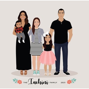 Custom hand drawn Family portrait image 1