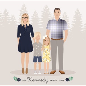 Custom Family Portrait, personalized family illustration, picture from photo imagem 6