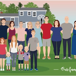 Custom Family and House Portrait, personalized family wall art image 10