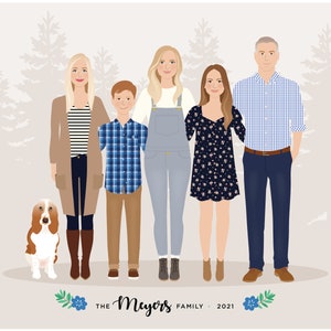 Custom Family Portrait, personalized family illustration, picture from photo imagem 2