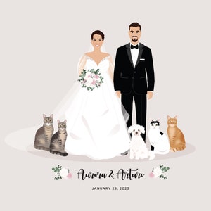 Custom wedding Portrait, 1st anniversary, paper gift image 1