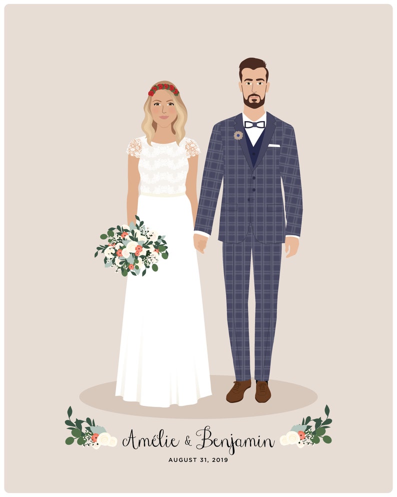 First anniversary gift / Wedding portrait / Couple gift image 4