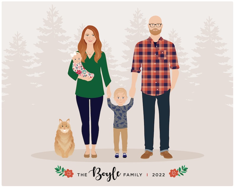 Custom family Portrait Christmas gift image 7