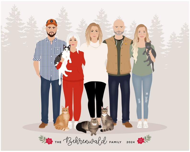 Custom Family Portrait, add pet image 7