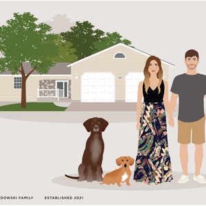 Custom Family and House Portrait, personalized family wall art image 9