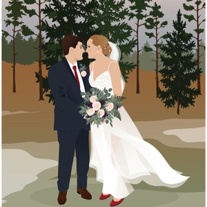 Custom wedding Portrait, 1st anniversary, paper gift image 7