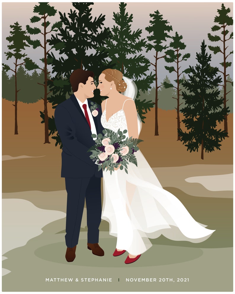 Custom wedding Portrait, 1st anniversary, paper gift image 7