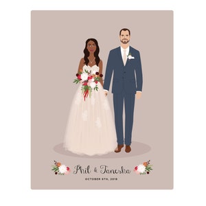 Newlywed portrait , anniversary gift, wedding gift