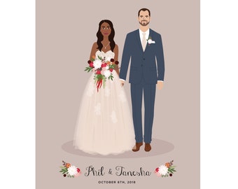 Newlywed portrait , anniversary gift, wedding gift