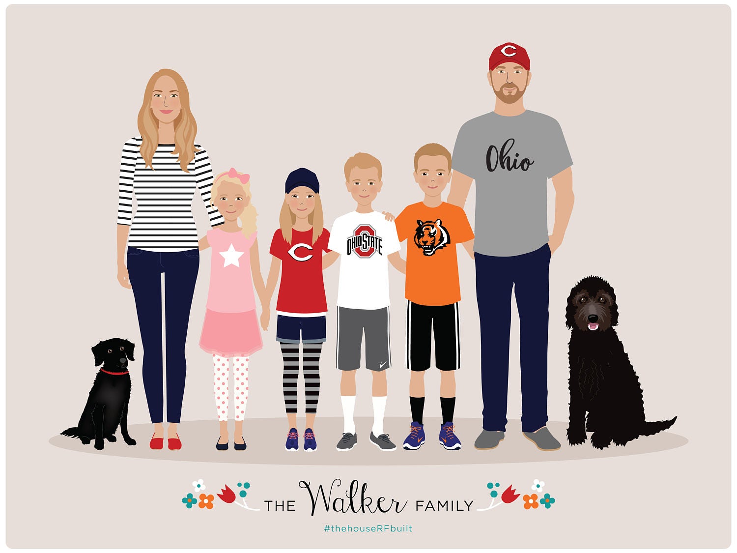 Custom Family Portrait personalized family illustration Etsy