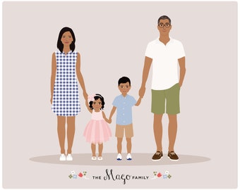 Custom Family Portrait Illustration, Personalized Art Print