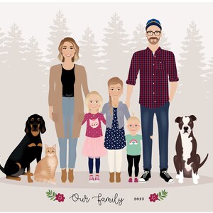 Custom Family Portrait with pets