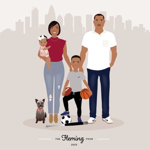 Custom family Portrait, handmade drawing of family