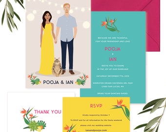 Custom portrait wedding invitation / personalized wedding invitation / Bespoke wedding invitatiosn