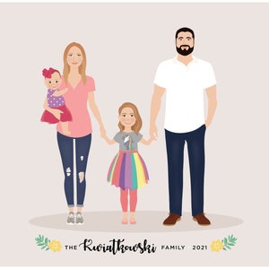 Custom hand drawn Family portrait image 5