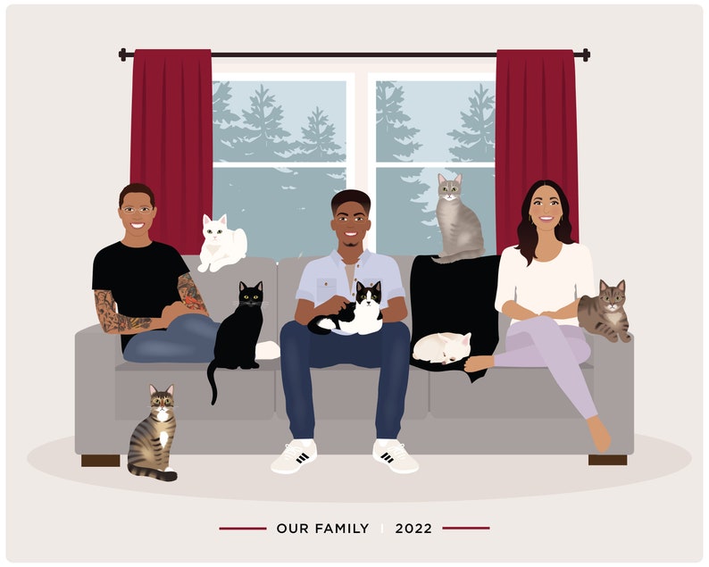 Illustrazione del ritratto di famiglia, aggiungi un bambino immagine 3