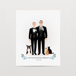 Wedding Portrait, First Anniversary Gift, Wedding Art Print