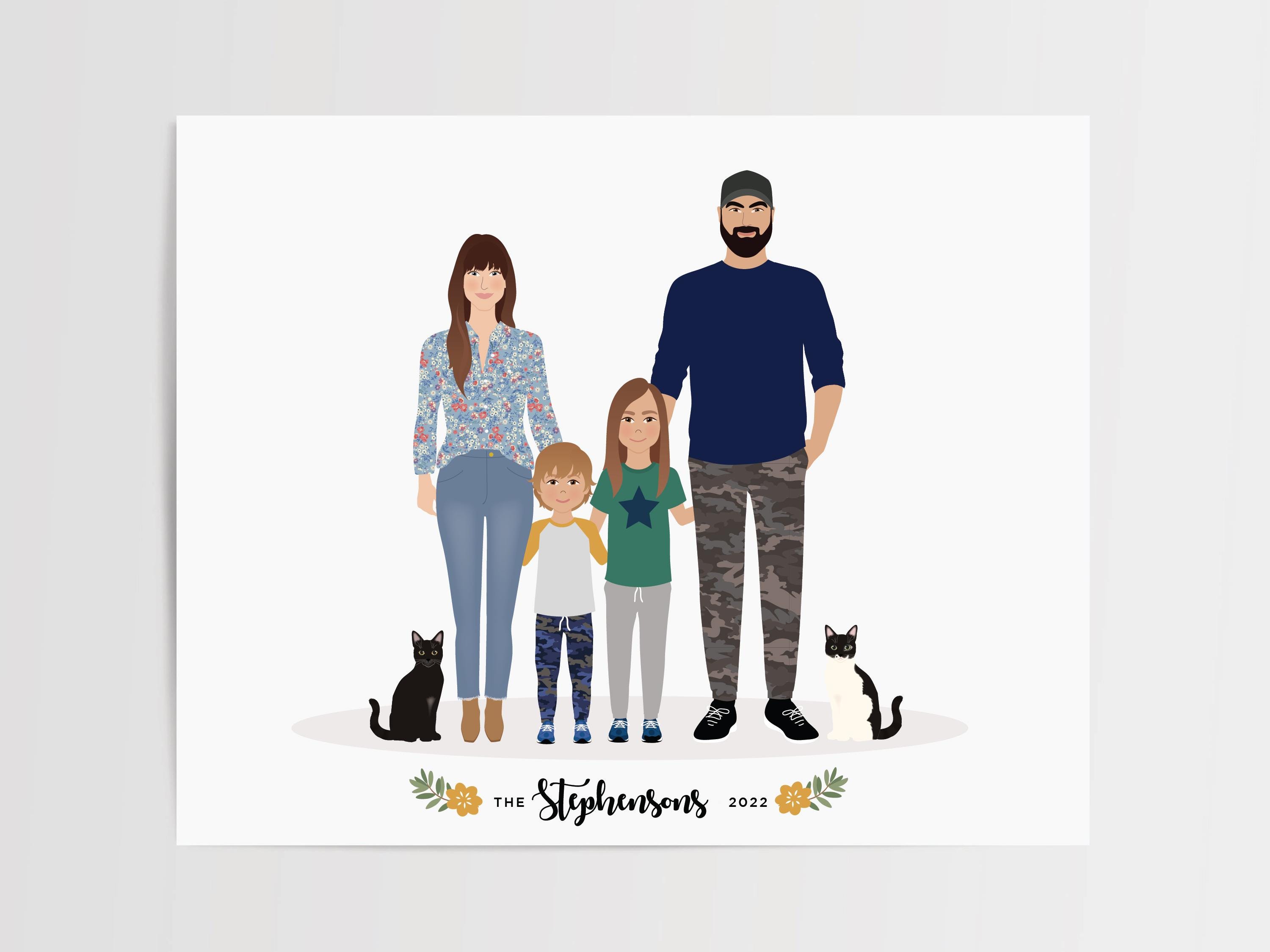 Custom Family Portrait, Personalized Family Illustration - Etsy