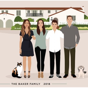 Custom Family and House Portrait, personalized family wall art image 6