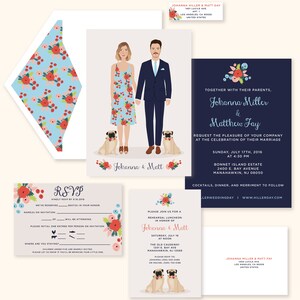 custom wedding invitation, Custom couple portrait wedding invitation