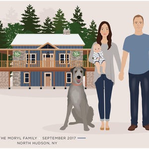 Custom Family and House Portrait, personalized family wall art image 7