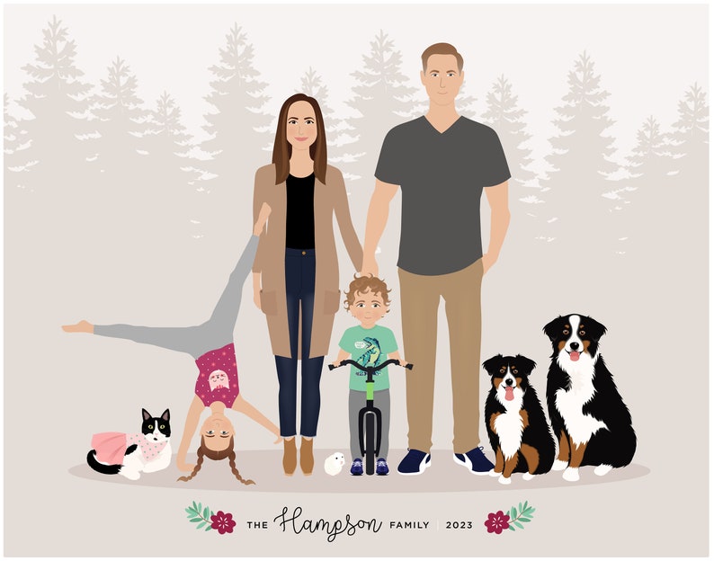 Custom Family Portrait, Additional Person, add child image 1