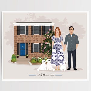 Custom Family and House Portrait, Personalized Family Wall Art - Etsy