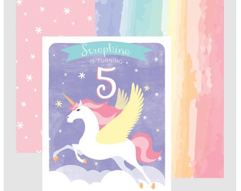 Unicorn birthday invitation / pegasus birthday / unicorn birthday / rainbow unicorn