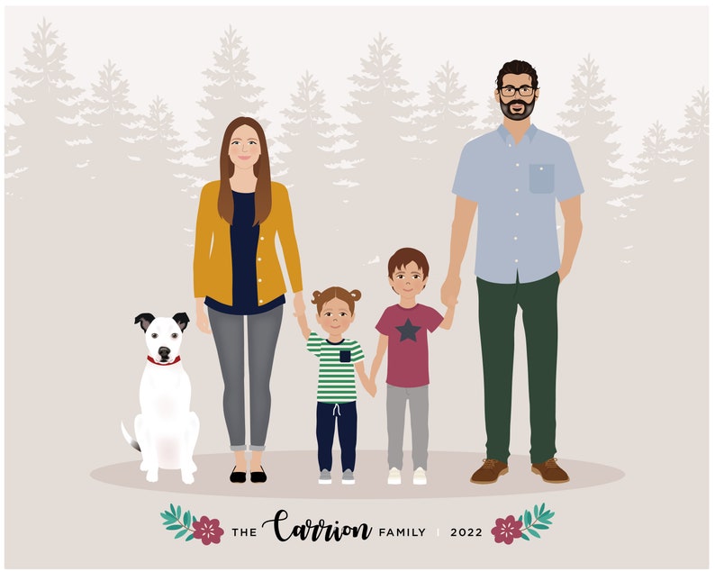 Family Portrait illustration, add a child image 7