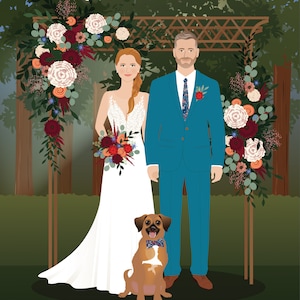 Custom wedding Portrait, 1st anniversary, paper gift image 2