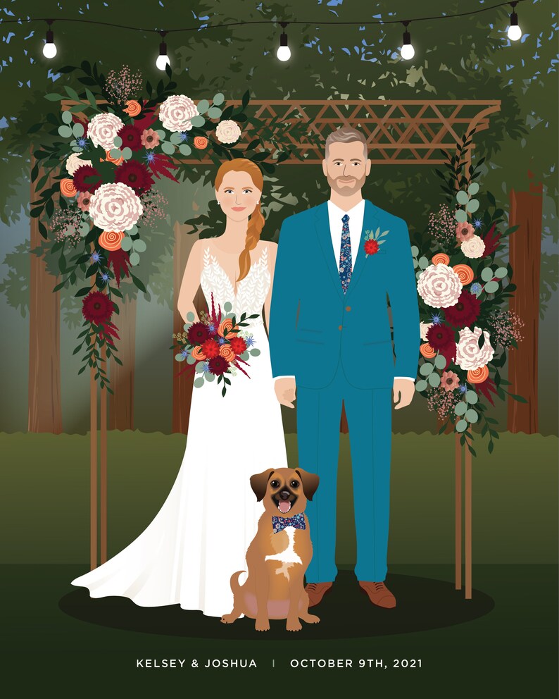 Custom wedding Portrait, 1st anniversary, paper gift image 2