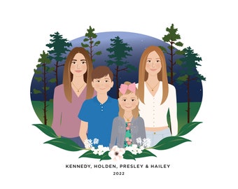 People drawing / personalized portrait / custom family illustration