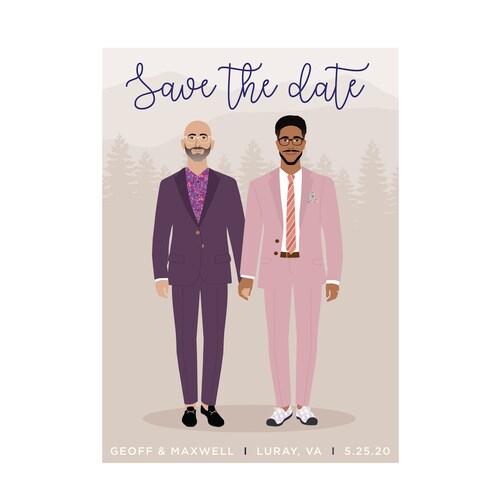 Custom couple shops portrait Save The Date