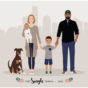 Custom Family Portrait, personalized family illustration, picture from photo imagem 10