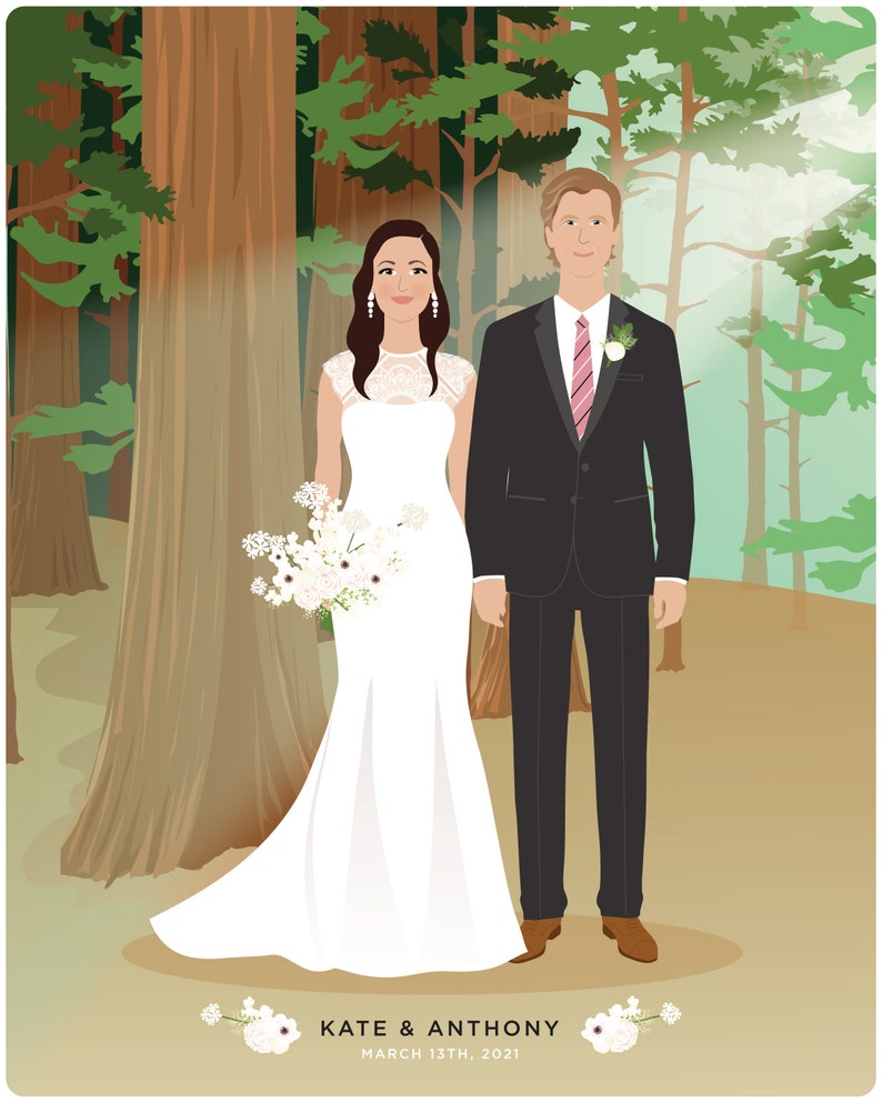 Custom wedding Portrait, 1st anniversary, paper gift image 5