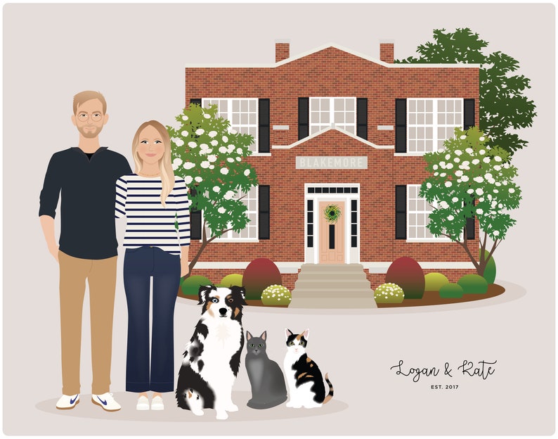 Custom Family Portrait, add pet image 5